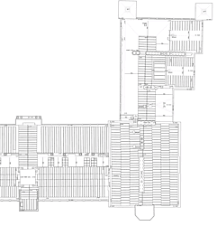 Measured building survey roof plan showing ridge lines, levels and roof geometry